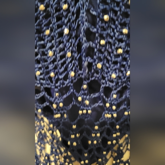 Vibrant Blue Beaded Fringe Halter Top – Festival, Boho, & Party Style - Picture 3 of 4